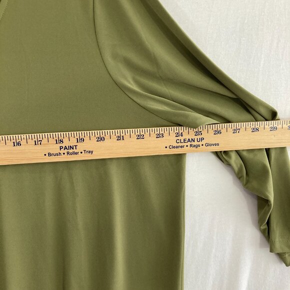 Susan Graver Top size XL Green Stretch Liquid Knit V Neck Elegant Office Work - Picture 4 of 7